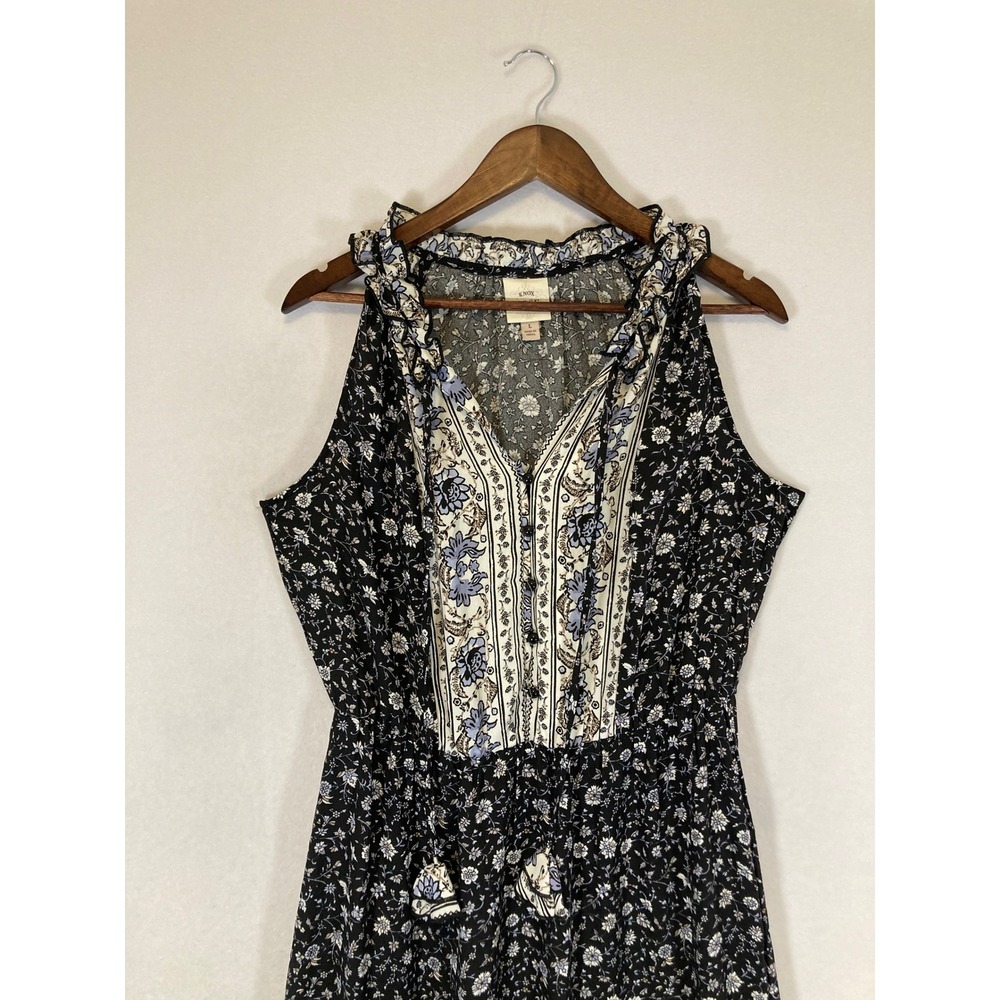 Knox Rose Black Floral Maxi Dress with Cream & Blue Trim - Picture 8 of 9